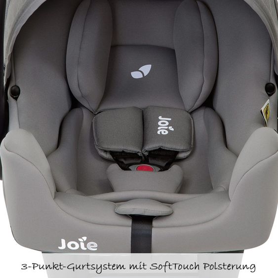 joie Babyschale i-Snug i-Size ab Geburt - 13 kg (40 cm - 75 cm) inkl. Sitzverkleinerer nur 3,25 kg & Zubehörpaket - Gray Flannel