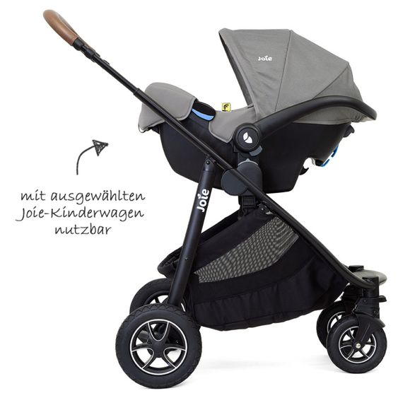 joie Babyschale i-Snug i-Size ab Geburt - 13 kg (40 cm - 75 cm) inkl. Sitzverkleinerer nur 3,25 kg & Zubehörpaket - Gray Flannel