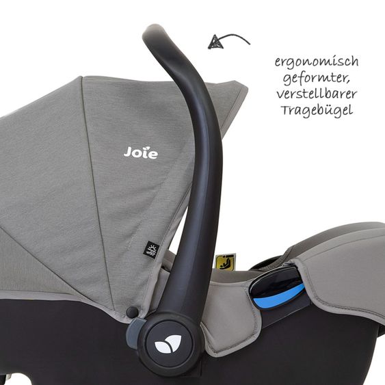 joie Babyschale i-Snug i-Size ab Geburt - 13 kg (40 cm - 75 cm) inkl. Sitzverkleinerer nur 3,25 kg & Zubehörpaket - Gray Flannel