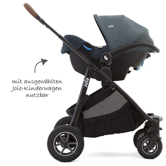 joie Babyschale i-Snug i-Size ab Geburt - 13 kg (40 cm - 75 cm) inkl. Sitzverkleinerer nur 3,25 kg & Zubehörpaket - Lagoon