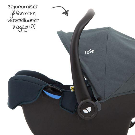 joie Babyschale i-Snug i-Size ab Geburt - 13 kg (40 cm - 75 cm) inkl. Sitzverkleinerer nur 3,25 kg & Zubehörpaket - Lagoon