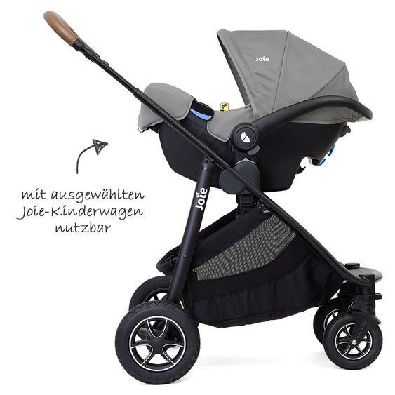 joie Babyschale i-Snug i-Size inkl. Autositz - Schutzunterlage - Gray Flannel
