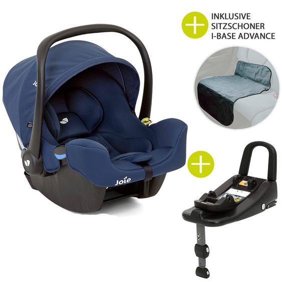 joie Babyschale i-Snug i-Size inkl. i-Base Advance & Autositz - Schutzunterlage - Deep Sea