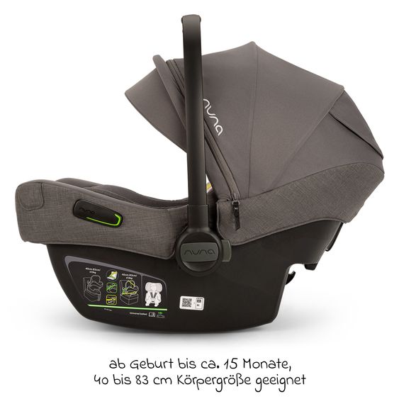 joie PIPA next i-Size seggiolino auto per neonati dalla nascita fino a 13 kg (40 cm - 83 cm) incluso riduttore di seduta, capottina con Dream Drape solo 2,8 kg - Thunder