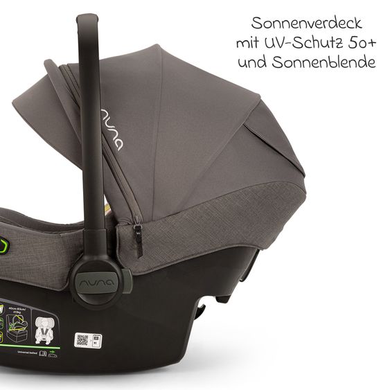 joie Babyschale PIPA next i-Size ab Geburt bis 13 kg (40 cm - 83 cm) inkl. Sitzverkleinerer, Sonnenverdeck mit Dream Drape nur 2,8 kg - Thunder