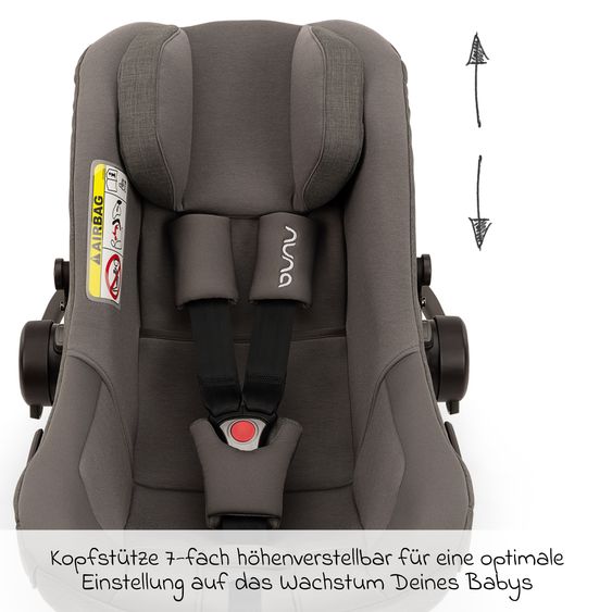 joie Infant car seat PIPA next i-Size from birth to 13 kg (40 cm - 83 cm) incl. seat reducer, sun canopy with Dream Drape only 2.8 kg - Thunder