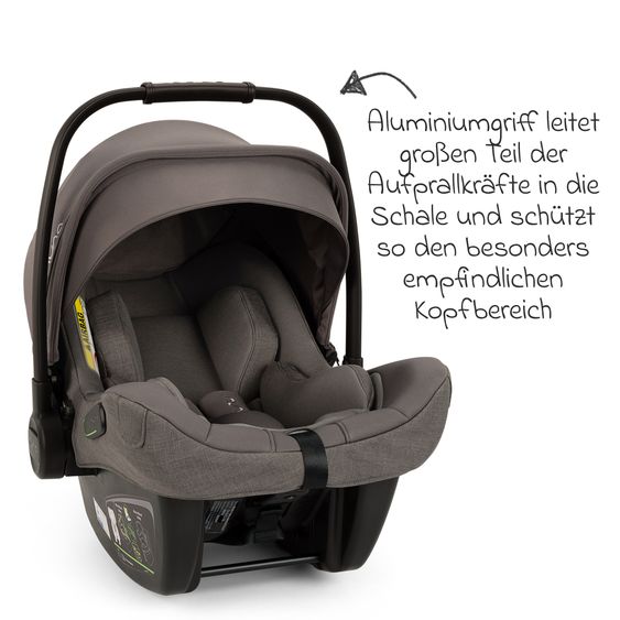 joie Babyschale PIPA next i-Size ab Geburt bis 13 kg (40 cm - 83 cm) inkl. Sitzverkleinerer, Sonnenverdeck mit Dream Drape nur 2,8 kg - Thunder