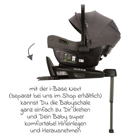 joie Infant car seat PIPA next i-Size from birth to 13 kg (40 cm - 83 cm) incl. seat reducer, sun canopy with Dream Drape only 2.8 kg - Thunder