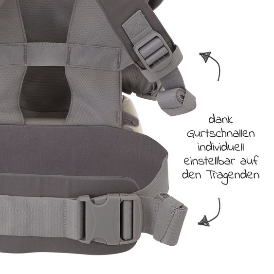 joie 3in1 Babytrage Savvy Lite für Neugeborene ab 3,5 kg bis 14 kg einsetzbar mit 3 Tragepositionen - Cobblestone