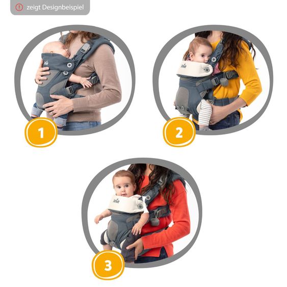 joie 3in1 Babytrage Savvy Lite für Neugeborene ab 3,5 kg bis 14 kg einsetzbar mit 3 Tragepositionen - Cobblestone