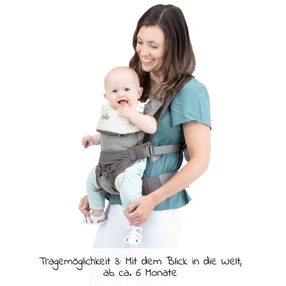 joie 3in1 Babytrage Savvy Lite für Neugeborene ab 3,5 kg bis 14 kg einsetzbar mit 3 Tragepositionen - Cobblestone