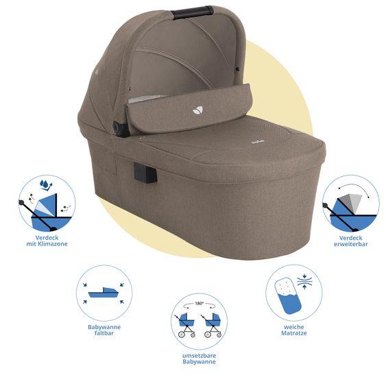 joie Babywanne Ramble XL ab Geburt - 9 Monate für Versatrax, Versatrax E ink. Regenschutz - Cashew