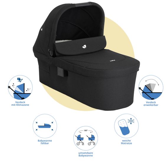 joie Babywanne Ramble XL ab Geburt - 9 Monate für Versatrax, Versatrax E ink. Regenschutz - Raven