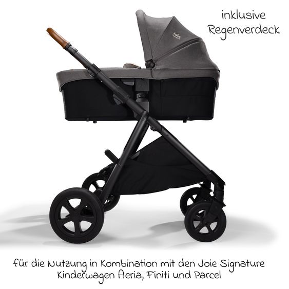 Joie Signature Ramble XL carrycot from birth - 9 months for Vinca, Aeria, Finiti, Parcel incl. raincover & windscreen - Signature - Carbon