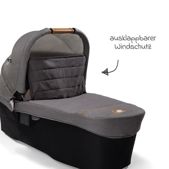 Joie Signature Ramble XL carrycot from birth - 9 months for Vinca, Aeria, Finiti, Parcel incl. raincover & windscreen - Signature - Carbon