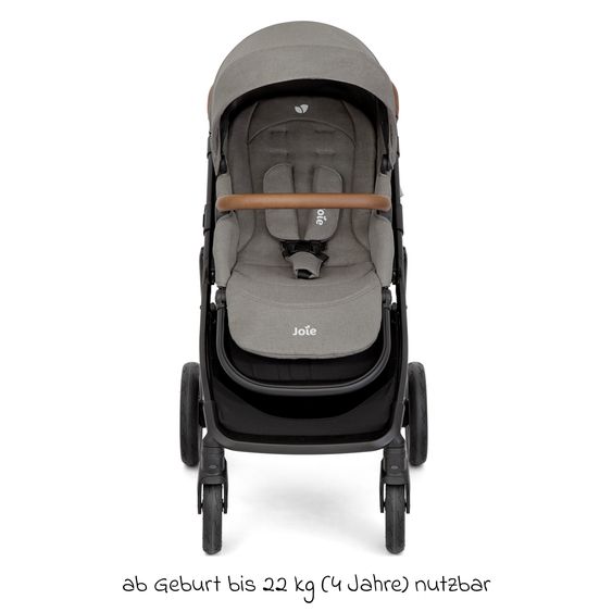 joie Buggy & Sportwagen Alore bis 22 kg belastbar mit Liegeposition, umsetzbarer & höhenverstellbarer Sportsitz, Teleskop-Schieber inkl. Adapter & Regenschutz - Pebble