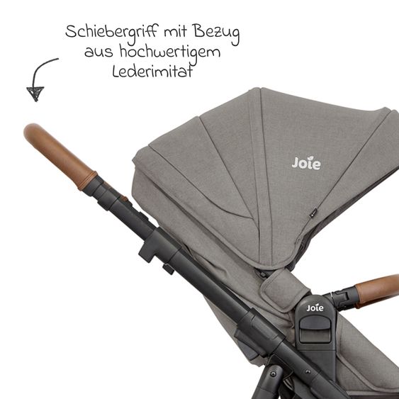 joie Buggy & Sportwagen Alore bis 22 kg belastbar mit Liegeposition, umsetzbarer & höhenverstellbarer Sportsitz, Teleskop-Schieber inkl. Adapter & Regenschutz - Pebble