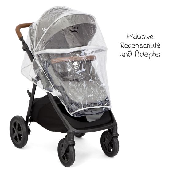 joie Buggy & Sportwagen Alore bis 22 kg belastbar mit Liegeposition, umsetzbarer & höhenverstellbarer Sportsitz, Teleskop-Schieber inkl. Adapter & Regenschutz - Pebble