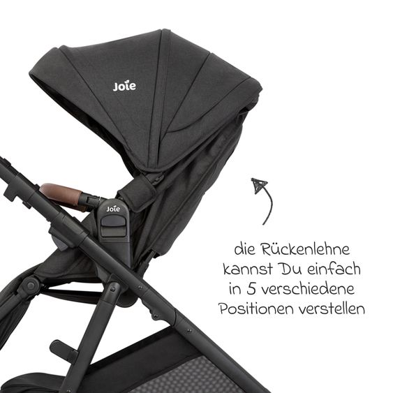 joie Buggy & Sportwagen Alore bis 22 kg belastbar mit Liegeposition, umsetzbarer & höhenverstellbarer Sportsitz, Teleskop-Schieber inkl. Adapter & Regenschutz - Shale