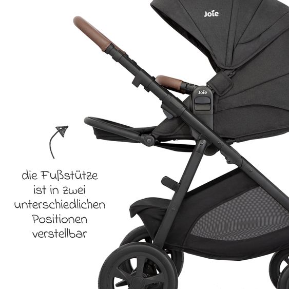 joie Buggy & Sportwagen Alore bis 22 kg belastbar mit Liegeposition, umsetzbarer & höhenverstellbarer Sportsitz, Teleskop-Schieber inkl. Adapter & Regenschutz - Shale