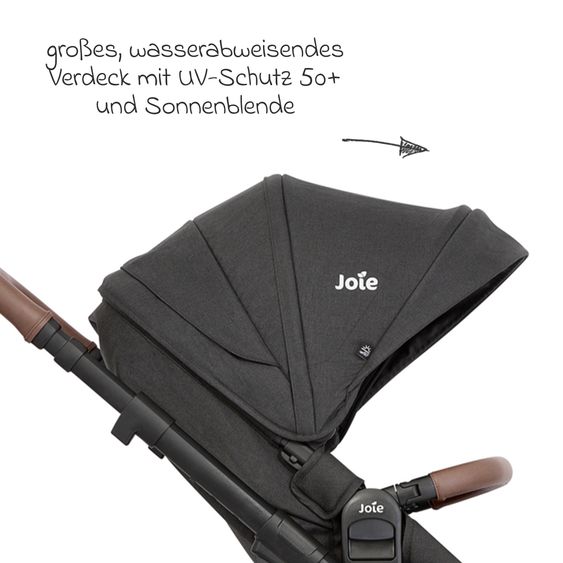 joie Buggy & Sportwagen Alore bis 22 kg belastbar mit Liegeposition, umsetzbarer & höhenverstellbarer Sportsitz, Teleskop-Schieber inkl. Adapter & Regenschutz - Shale