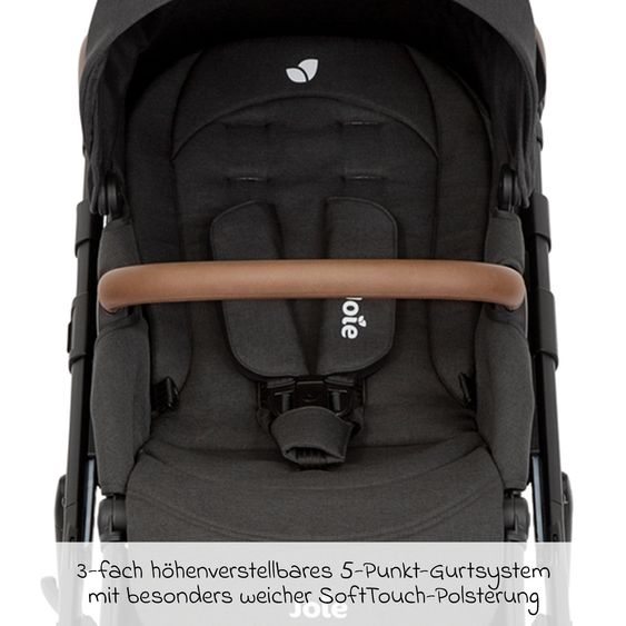 joie Buggy & Sportwagen Alore bis 22 kg belastbar mit Liegeposition, umsetzbarer & höhenverstellbarer Sportsitz, Teleskop-Schieber inkl. Adapter & Regenschutz - Shale