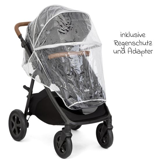 joie Buggy & Sportwagen Alore bis 22 kg belastbar mit Liegeposition, umsetzbarer & höhenverstellbarer Sportsitz, Teleskop-Schieber inkl. Adapter & Regenschutz - Shale