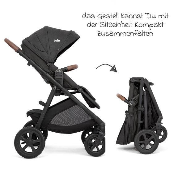 joie Buggy & Sportwagen Alore bis 22 kg belastbar mit Liegeposition, umsetzbarer & höhenverstellbarer Sportsitz, Teleskop-Schieber inkl. Adapter & Regenschutz - Shale