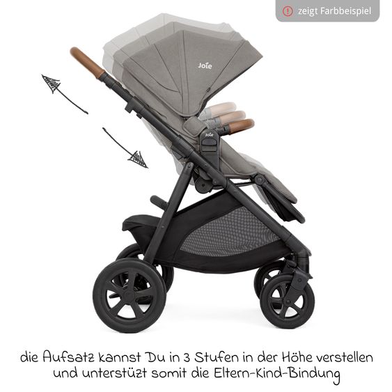 joie Buggy & Sportwagen Alore bis 22 kg belastbar mit Liegeposition, umsetzbarer & höhenverstellbarer Sportsitz, Teleskop-Schieber inkl. Adapter & Regenschutz - Shale