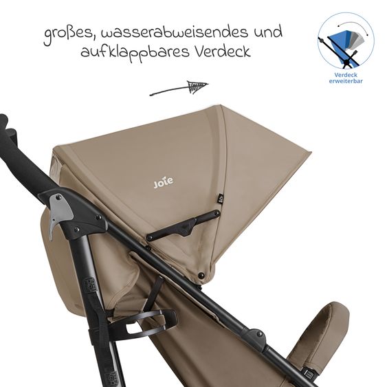 joie Buggy & Sportwagen Brisk LX bis 22 kg belastbar mit Liegefunktion & Einhand-Faltung - Beach