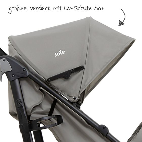 joie Buggy & Sportwagen Brisk LX bis 22 kg belastbar mit Liegefunktion & Einhand-Faltung - Dark Pewter