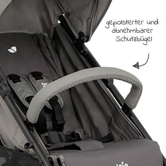 joie Buggy & Sportwagen Brisk LX bis 22 kg belastbar mit Liegefunktion & Einhand-Faltung - Dark Pewter