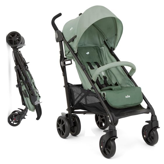 joie Buggy & pushchair Brisk LX up to 22 kg load capacity with reclining function, one-hand folding incl. Hug it! organizer, insect screen & rain cover - Laurel