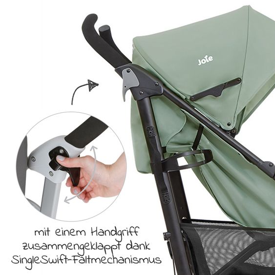 joie Buggy & pushchair Brisk LX up to 22 kg load capacity with reclining function, one-hand folding incl. Hug it! organizer, insect screen & rain cover - Laurel