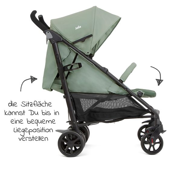 joie Buggy & pushchair Brisk LX up to 22 kg load capacity with reclining function, one-hand folding incl. Hug it! organizer, insect screen & rain cover - Laurel