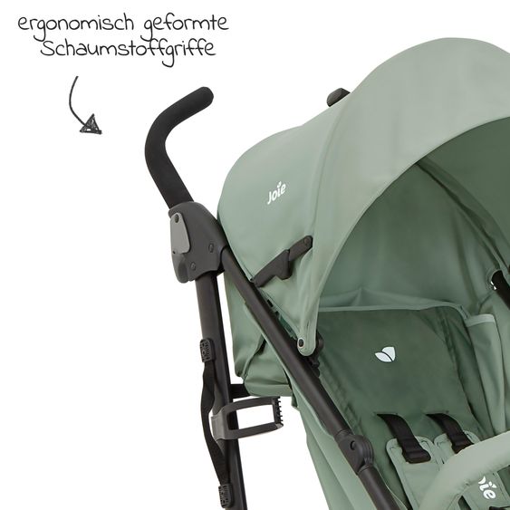 joie Buggy & pushchair Brisk LX up to 22 kg load capacity with reclining function, one-hand folding incl. Hug it! organizer, insect screen & rain cover - Laurel