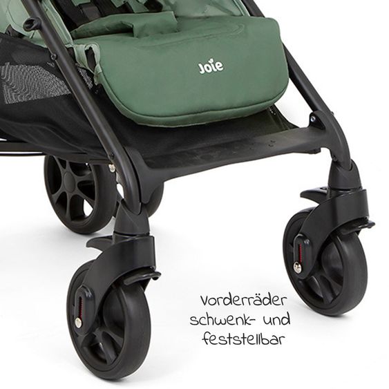 joie Buggy & pushchair Brisk LX up to 22 kg load capacity with reclining function, one-hand folding incl. Hug it! organizer, insect screen & rain cover - Laurel