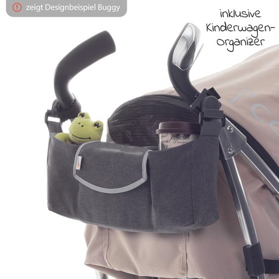 joie Buggy & pushchair Brisk LX up to 22 kg load capacity with reclining function, one-hand folding incl. Hug it! organizer, insect screen & rain cover - Laurel