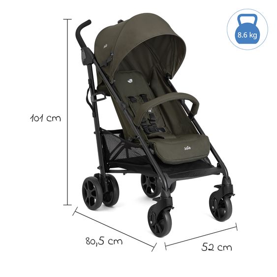 joie Buggy & Sportwagen Brisk LX bis 22 kg belastbar mit Liegefunktion & Einhand-Faltung - Sage