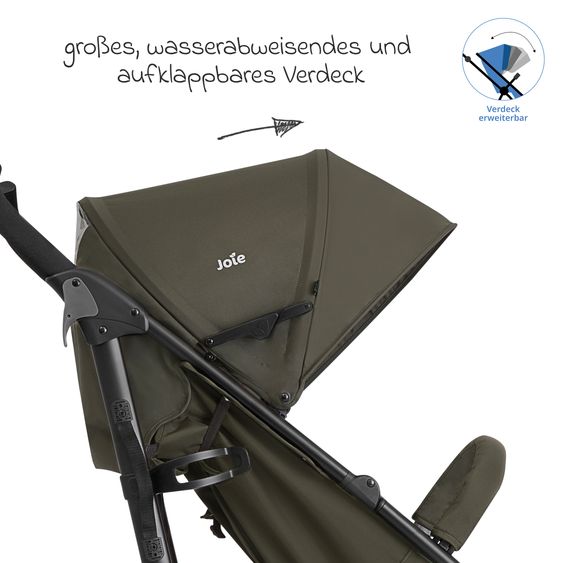 joie Buggy & Sportwagen Brisk LX bis 22 kg belastbar mit Liegefunktion & Einhand-Faltung - Sage