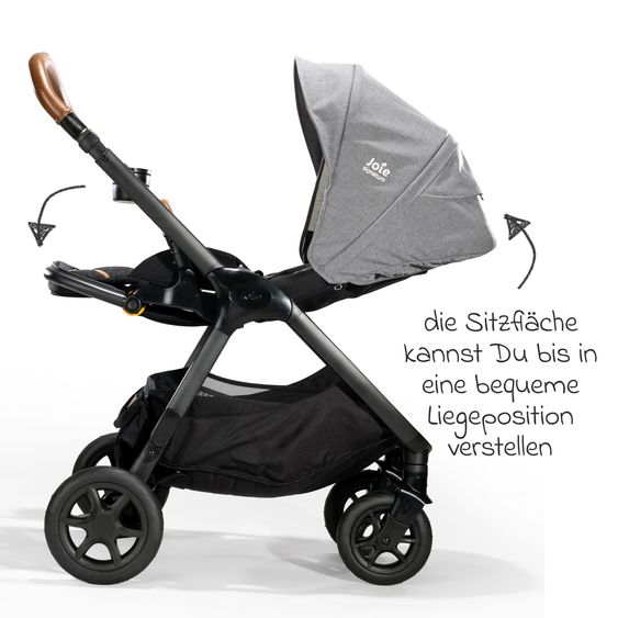 Joie Signature Buggy & Sportwagen Finiti bis 22 kg belastbar mit Liegeposition, Kinderwagenkette - Teleskopschieber,Sportsitz, Adapter, Rückenpolster, Getränkehalter, Crossbody-Bag & Zubehörpaket - Signature - Carbon