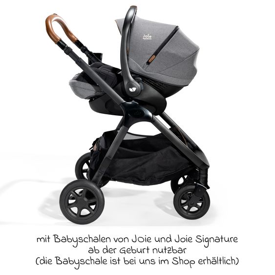 Joie Signature Buggy & Sportwagen Finiti bis 22 kg belastbar mit Liegeposition, Kinderwagenkette - Teleskopschieber,Sportsitz, Adapter, Rückenpolster, Getränkehalter, Crossbody-Bag & Zubehörpaket - Signature - Carbon