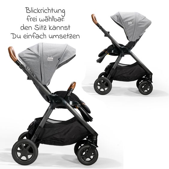 Joie Signature Buggy & Sportwagen Finiti bis 22 kg belastbar mit Liegeposition, Kinderwagenkette - Teleskopschieber,Sportsitz, Adapter, Rückenpolster, Getränkehalter, Crossbody-Bag & Zubehörpaket - Signature - Carbon