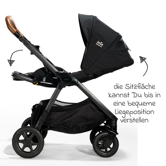 Joie Signature Buggy & Sportwagen Finiti bis 22 kg belastbar mit Liegeposition, Kinderwagenkette - Teleskopschieber,Sportsitz, Adapter, Rückenpolster, Getränkehalter, Crossbody-Bag & Zubehörpaket - Signature - Eclipse