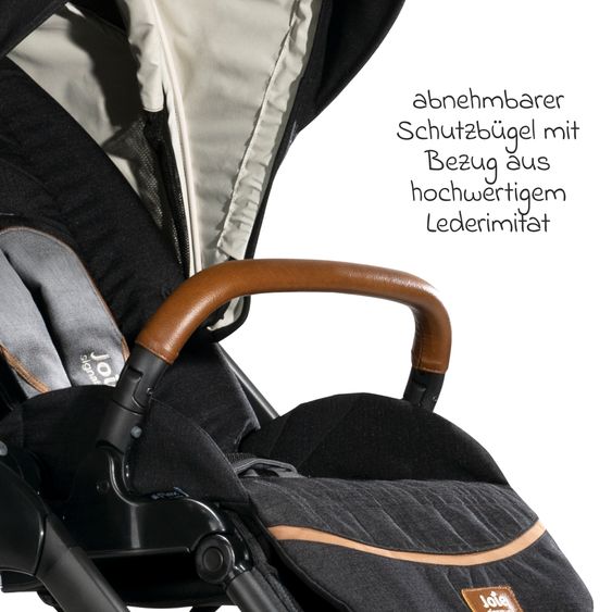 Joie Signature Buggy & Sportwagen Finiti bis 22 kg belastbar mit Liegeposition, Kinderwagenkette - Teleskopschieber,Sportsitz, Adapter, Rückenpolster, Getränkehalter, Crossbody-Bag & Zubehörpaket - Signature - Eclipse