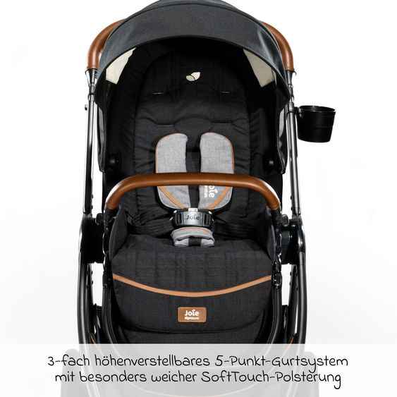 Joie Signature Buggy & Sportwagen Finiti bis 22 kg belastbar mit Liegeposition, Kinderwagenkette - Teleskopschieber,Sportsitz, Adapter, Rückenpolster, Getränkehalter, Crossbody-Bag & Zubehörpaket - Signature - Eclipse