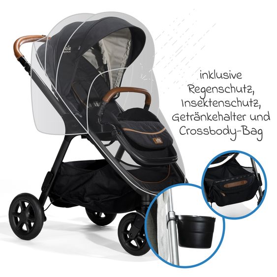 Joie Signature Buggy & Sportwagen Finiti bis 22 kg belastbar mit Liegeposition, Kinderwagenkette - Teleskopschieber,Sportsitz, Adapter, Rückenpolster, Getränkehalter, Crossbody-Bag & Zubehörpaket - Signature - Eclipse