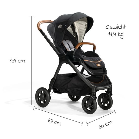 Joie Signature Buggy & Sportwagen Finiti bis 22 kg belastbar mit Liegeposition, Kinderwagenkette - Teleskopschieber,Sportsitz, Adapter, Rückenpolster, Getränkehalter, Crossbody-Bag & Zubehörpaket - Signature - Eclipse