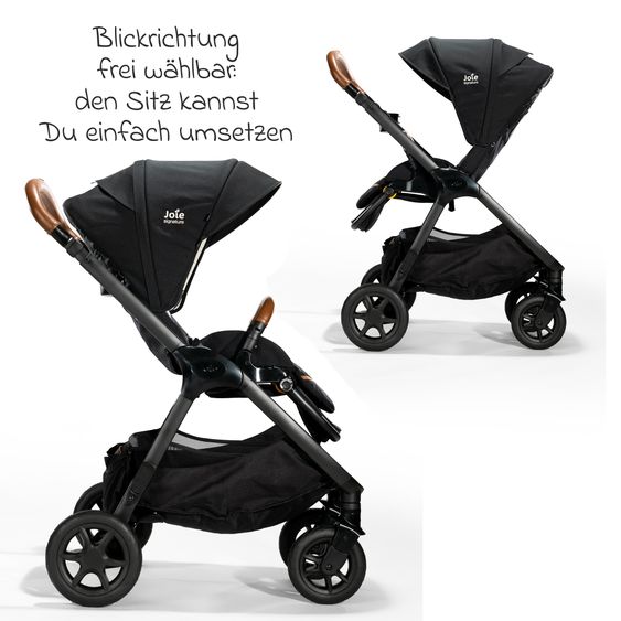 Joie Signature Buggy & Sportwagen Finiti bis 22 kg belastbar mit Liegeposition, Kinderwagenkette - Teleskopschieber,Sportsitz, Adapter, Rückenpolster, Getränkehalter, Crossbody-Bag & Zubehörpaket - Signature - Eclipse