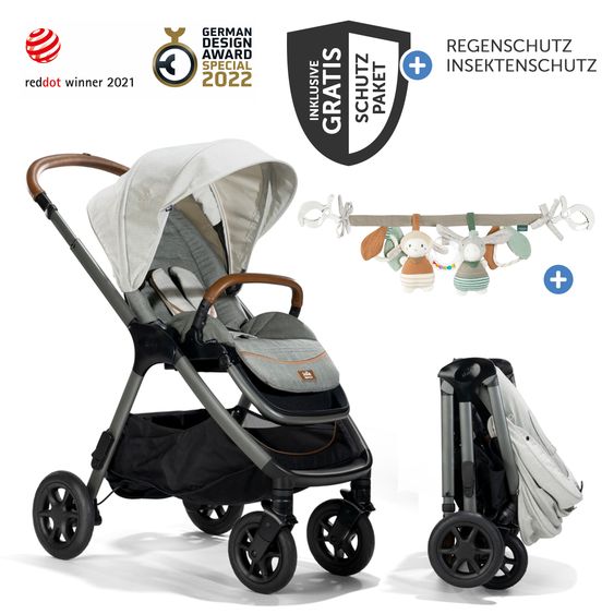 Joie Signature Buggy & Sportwagen Finiti bis 22 kg belastbar mit Liegeposition, Kinderwagenkette - Teleskopschieber,Sportsitz, Adapter, Rückenpolster, Getränkehalter, Crossbody-Bag & Zubehörpaket - Signature - Oyster